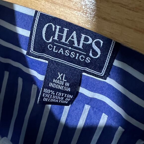 Chaps Classics Striped Shirt XL Blue White - Picture 5 of 6